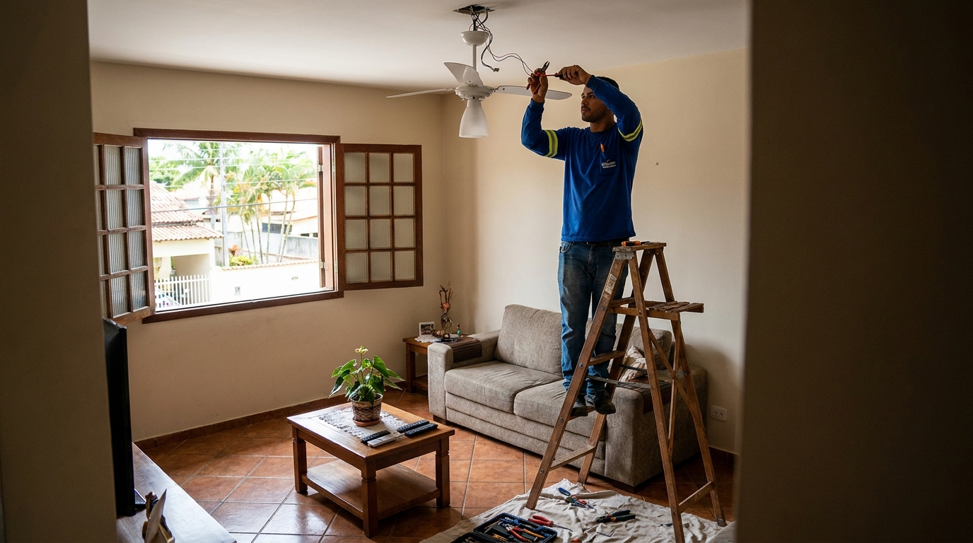 Instalacao de ventilador de teto profissional em Niterói‑RJ